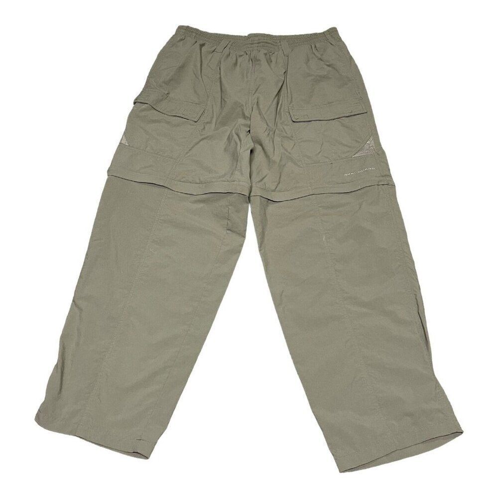 Columbia Beige Khaki Stretch Waist Convertible Fishing Hiking Pants Shorts Sz L